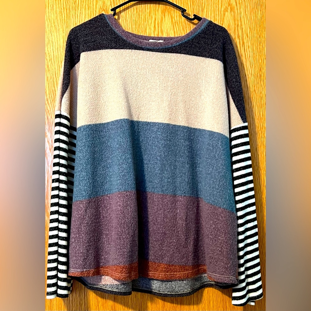 Lovely Melody Multicolor Stripe Knit Top - Cream, Blue, Purple, Black